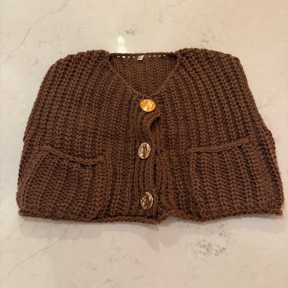 Chunky Knit Brown Sweater Vest Size SM - Picture 3 of 5